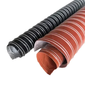 Double-Layer Silicone Coated Glass Fiber Fabric Heat Resistant and Flexible Plastic Tubes for Ducting Hose