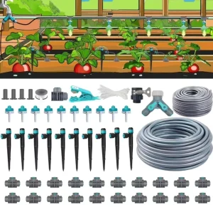 Drip Irrigation Kit Garden Watering System with Quick Connectors Irrigation Tubing Hose Misting Watering Kit Outdoor Yard