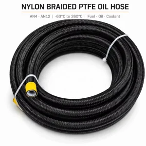 Dual Braided Fuel Hose Stainless Steel Reinforced Black Nylon Outer Braided Auto Oil Cooling Line With Multiple an Sizes
