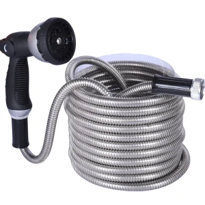Durable 100ft Garden Hose with 304 Stainless Metal High Durability Garden Hoses Kink Proof Tangle Free