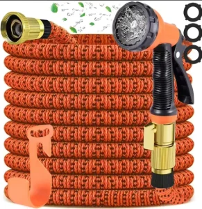 Durable Expandable Rubber Garden Hose 50 100Ft with Reel Leak Proof Kink Free Lightweight High Pressure Anti Corrosion