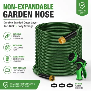 Durable Garden Watering Hose 50ft Abrasion resistant UV resistant Garden Hose non expanding Knot free 10 function Spray