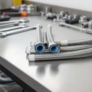 Stainless Steel Braided Flexible Antistatic PTFE Hose Inner Smooth Outer Corrugated Resistant Cancelling Wireless Cutting