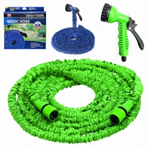 Durable Latex Magic 3X Expandable Flexible No Kink Water Pipe High Pressure Garden Hose for Gardening Watering Car Wash