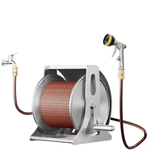Durable PVC Portable Wall Mounted Retractable Garden Hose Reel with Flip Cover