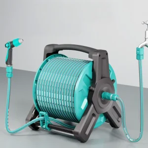 Durable Plastic Empty Plumbing Racks Hand Garden Hose Reel Plastic Hose Reel Rack for Home Car Washing