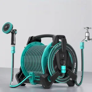 Durable Wall Mounted Retractable 10-50m ABS Guide Rail Roller Garden Hose Reel Storage