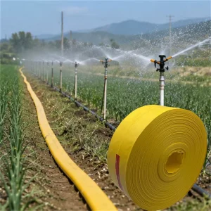 Durable Yellow PVC Layflat Hose High Pressure Capacity 100m Length for Greenhouse Agricultural Irrigation Farm Watering Needs