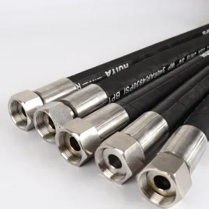 EN853 2SN Stainless Overbraid Synthetic Rubber Hydraulic Hose Assembly Hex Fitting 340 Bar DN19 4930 PSI for Heavy Machinery