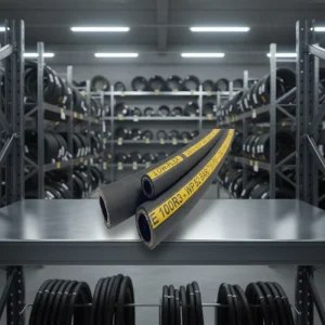 EN854 2TE 3/4 Inch Two Layers Textile Braided Hydraulic Hose Black Oil Resistant Synthetic Rubber Cutting