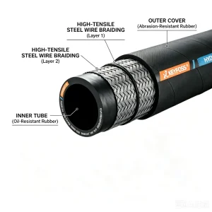 EN857 2SC 1/2″ Two-Layer Steel Wire Braided Reinforcement Industrial High-Pressure Hydraulic Brake Hose Pipe