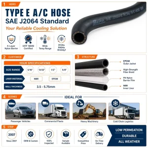 EPDM Rubber Air Conditioning Hose SAE J2064 Class 1 for Auto AC