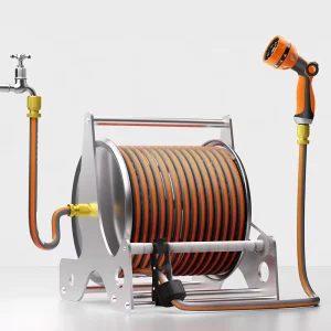Easy roll Stainless Steel Metal Garden Hose Reel Cart CNS Standard Wall Mountable Anti Corrosion for Multi Function Watering