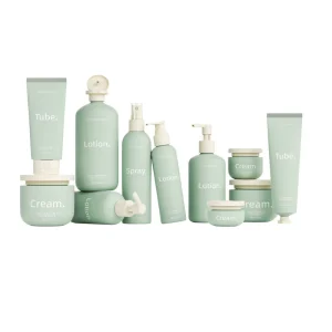 Eco Friendly Pcr Materials Plastic Cosmetic Shampoo Lotion Bottle Cream Jar Sunscreen Tube Packaging Set