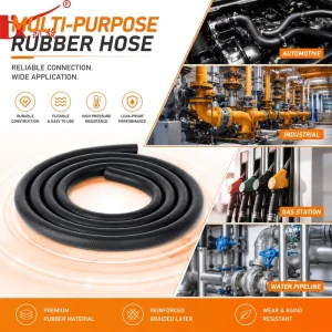 Eco-friendly Light Blue Rubber Garden Hose with Safety Clamps Kink Resistant Flexible Lawn Irrigation Rubber Water Hose