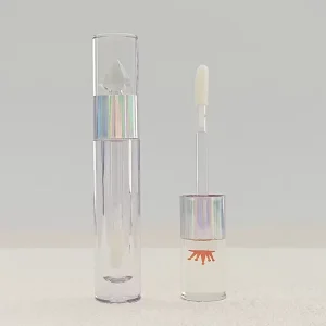 Empty 3.5ml Clear Lip Balm Tube Cute Acrylic Lipstick Container with 3D Decorative Cap for Cosmetic Lip Products