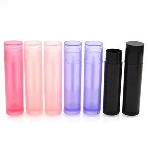 Empty 5g PP Plastic Lip Balm Tubes with Press Cap Cosmetic Packaging for Sunscreen Cream Solid Lipstick