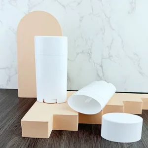 Empty 75g Matte White Plastic Perfume Container Oval Antiperspirant Stick Packaging for Deodorant and Lipstick