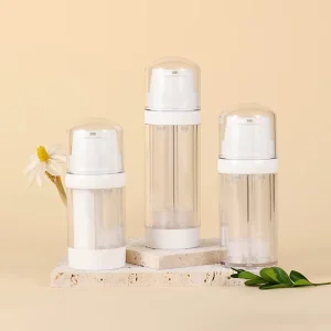 Empty Luxury Skin Care Cosmetic Transparent Plastic Double Wall 15ml*2 Round Airless Pump Container Bottle for Lotion