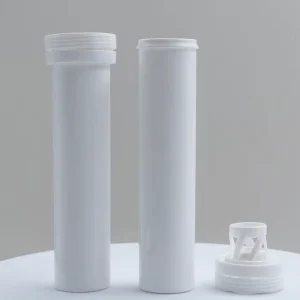 Empty PP Plastic Effervescent Tablet Tube with Easy Tear Cap Vitamin C VC Bottle Food Candy Packaging Container