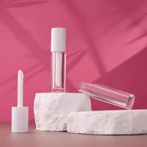 Empty Round Shape Lip Gloss Tube 4ml Big Brush Cosmetic Bottle White Transparent Lip Gloss Tubes