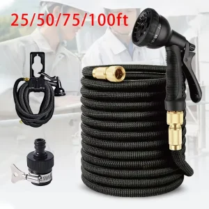 Expandable Double Latex Rubber Flexible High Pressure Retractable 3/4 Diameter Garden Hose for Car Wash Irrigation
