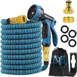 Expandable Flexible Lightweight Garden Hose with Kink Resistance and Spray Nozzle for Outdoor Lawn and Plant Watering