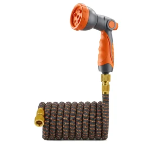 Expandable GH-001 Garden Hose Set Stylish Color Nozzle 10 Adjustable Spray Patterns Leakproof Burstproof Latex Wall