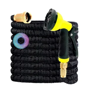 Expandable Garden Hose 10 Nozzles FULL CENTER 1 2VERT MIST ANGLE SOAKER JET CONE SHOWER FLAT Durable Connectors with Valve