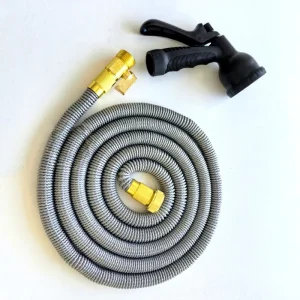 Expandable Garden Hose 3/4″ Thread Aluminum Alloy with Copper Plating Connectors with a Valve 8 Nozzles