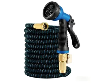 Expandable Garden Hose 50FT Lightweight Retractable No Kink Flexibility 3/4 Inch Solid Brass Fittings Double Latex Core