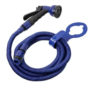 Expandable Garden Hose 50ft Blue Flexible Magic Water Pipe Multi Spray Nozzle Storage Hanger Car Wash Yard