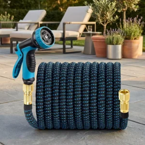 Expandable Garden Hose 50ft Flexible Magic Water Pipe 10 Function Spray Nozzle Solid Brass Connectors Car Wash Yard Watering