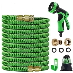 Expandable Garden Hose with 10 Function Hose Nozzle Lightweight Anti Kink Flexible Garden Hoses with Extra Strength Fabric