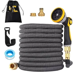 Expandable Garden Hose with Extra Strength Fabric with Spray Nozzle Leakproof Lightweight for Watering and Washing