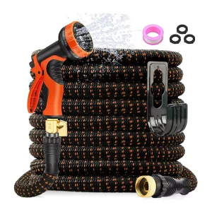 Expandable Garden Water Hose With 10 Function Standard 3/4” Diameter Spray Nozzle for Watering