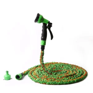 Expandable Heavy Duty 3X Stretch Magic Hose Double Layer Latex Hose Anti UV Polyester Garden Cleaning Water Pipe Hose Reel