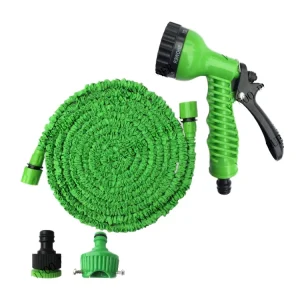 Expandable Latex Garden Hose Kink Free Leak Proof Flexible with Brass Fittings Spray Nozzle for Irrigation Car Wash