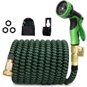 Expandable Lightweight No Kink Garden Hose 25ft to 100ft Made of Durable Rubber