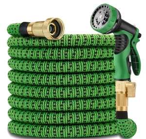 Expandable Polyester Garden Hose 10 Function Spray Nozzle Extra Strength Fabric ANSI Standard