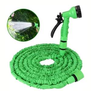 Expandable Rubber Garden Hose 100ft with Reel 3/4” Diameter High Pressure Durable