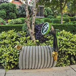 Expandable Rubber Garden Hose Double Layer Latex Anti-Abrasion for Irrigation & Pet Washing
