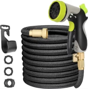Expandable Rubber Garden Hose with Reel 50/100Ft Leak-Proof Kink-Free Lightweight High Pressure Durable Gardening Equipment