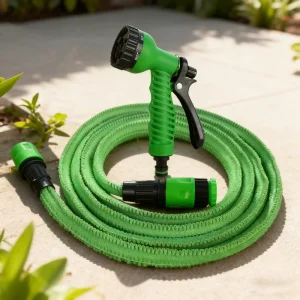 Expandable Watering Hose Garden Hoses with 7 Function Spray Gun and Quick Connector