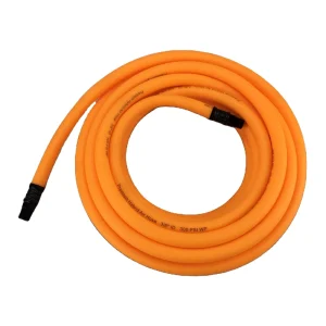 Extreme Flexible Orange Hybrid Polymer Air Hose 3/8″x25ft with 1/4NPT Black Anodized Aluminum Fittings for Pneumatic Tools