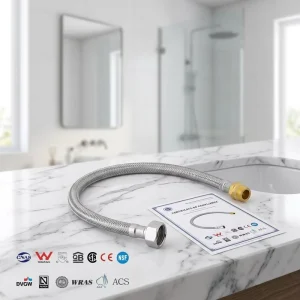 F1/2*M15*40CM PEX Inner Tube DN8 Custom Flexible High Pressure SUS304 Stainless Steel Wire Braided Plumbing Hose for Bathroom