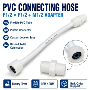 F1/2 X F1/2 PVC Flexible Water Connector Hose for Basin Faucet and Toilet with M1/2 Adapter