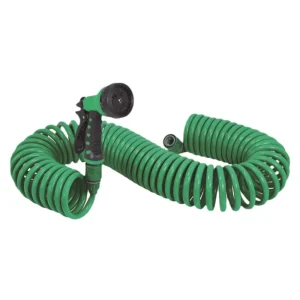 F49 Coiled Retractable Garden Hose Expandable Plastic Garden Watering Hose with Spray Gun Garden Hose Reels