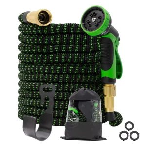 FEIHU 50FT Expandable Garden Hose 10 Functions All Brass Connectors Latex Material All Brass Water Hose Pipe Garden Hoses Reels