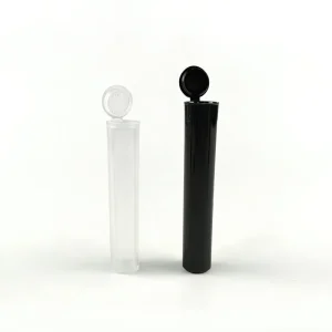 Factory 116mm Black Color Printing Label Flower Pre Plastic Child Resistant Pop Top Tube
